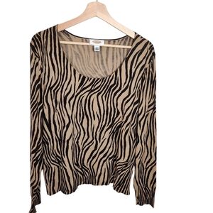 Talbot's Zebra Print Long Sleeve Sweater, XL
